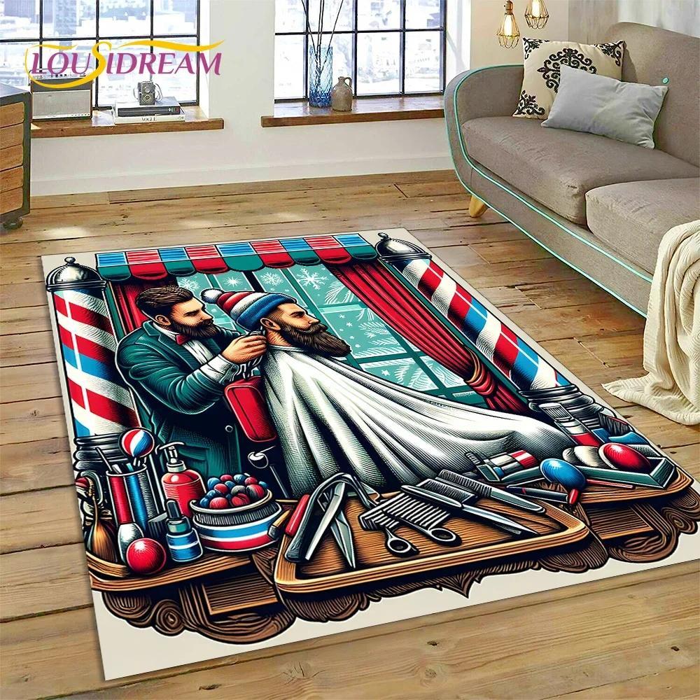Vintage Barbershop Portrait Flannel Area Rug - Retro Hairstyle Salon Print Soft Mat for Barber Shop & Home, Non-Slip Man Cave Decor#BarbershopRug #VintagePortraitMat #RetroSalonDecor #ManCapeCarpet #NonSlipFlannelRug
