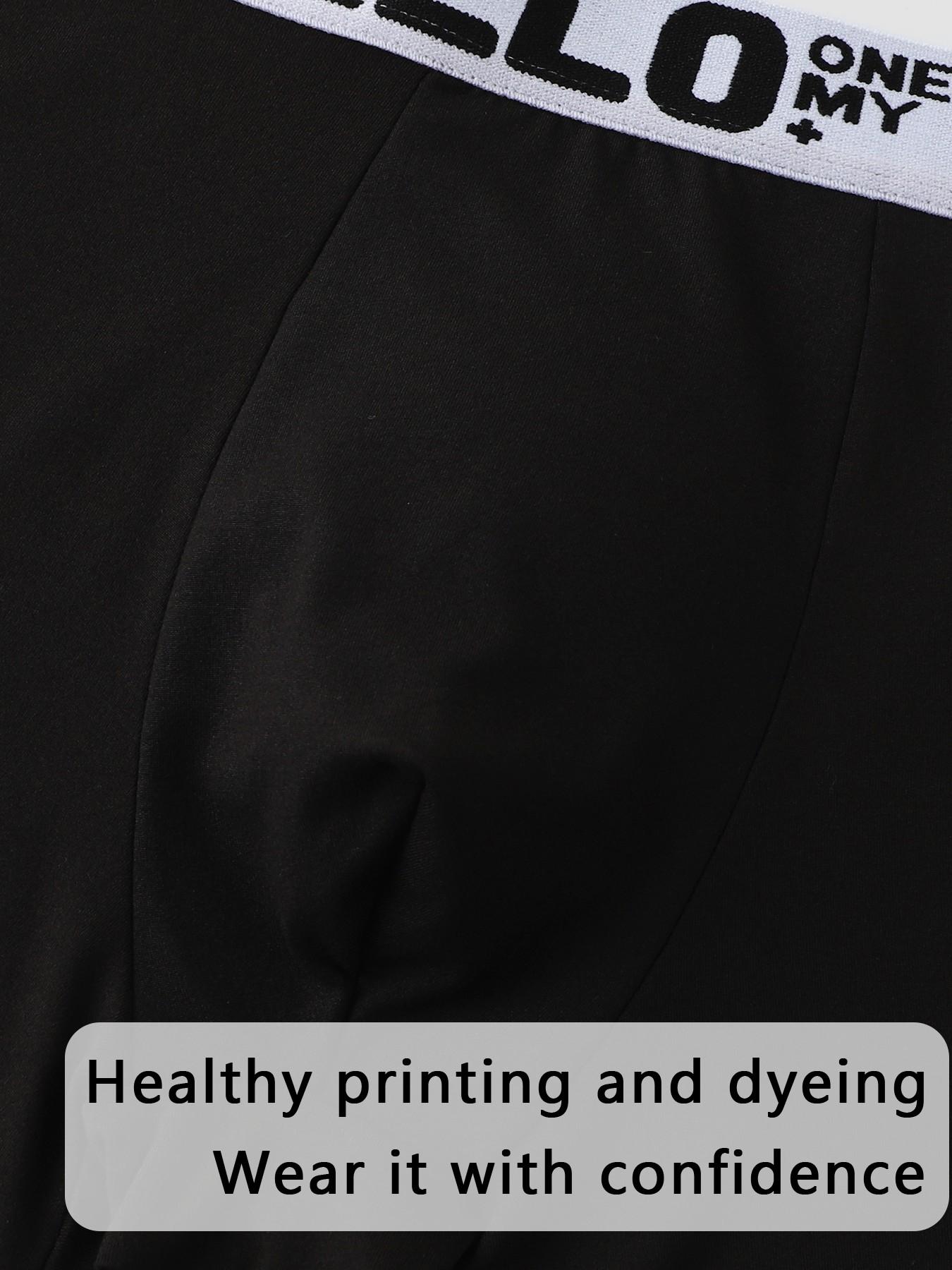 Black men's boxer briefs | HELLO printed waistband | soft and breathable underwear
