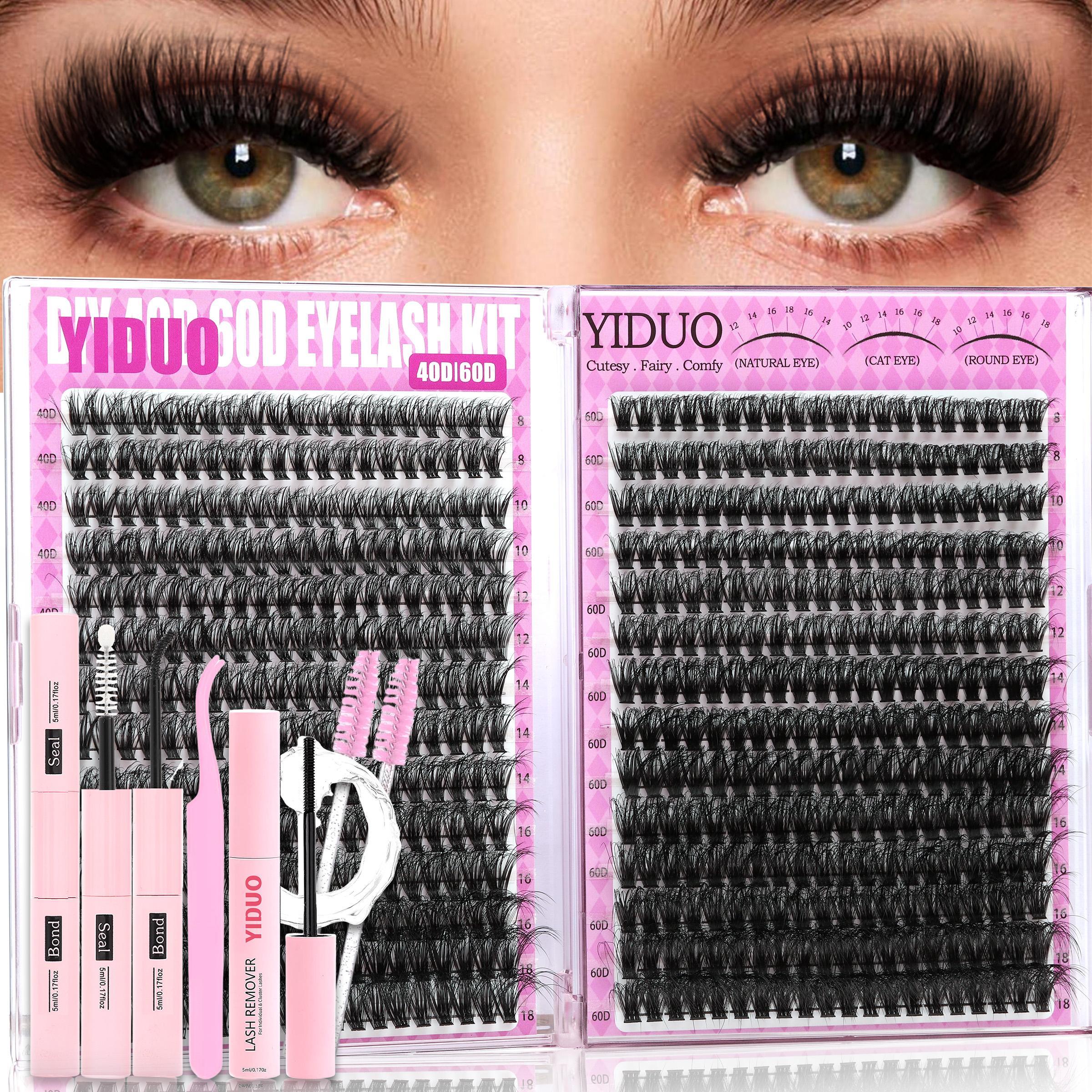 YIDUO 4 Styles DIY Volume Eyelash Cluster Kit, 200D/300D/Bottom/Spike Lashes, 5-20 mm D-Curl Eyelash Extensions Kit 440 Pcs with Lash Bond and Seal, Lash Remover, Lash Tweezers and Eyelash Brush for Easy DIY at Home YIDUO 4 Styles DIY Volume Eyelash Cluster Kit, 200D/300D/Bottom/Spike Lashes, 5-20 mm D-Curl Eyelash Extensions Kit 440 Pcs with Lash Bond and Seal, Lash Remover, Lash Tweezers and Eyelash Brush for Easy DIY at Home