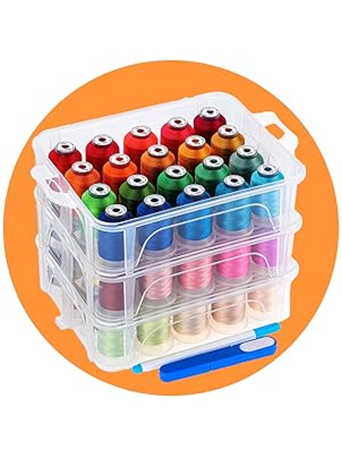 Stackable Clear Storage Box/Organizer for Holding 80 Spools Home Embroidery & Sewing Thread Thread Storage Hacks Organization Ideas New brothread DIY Crafting Beginner Embroidery 4X80