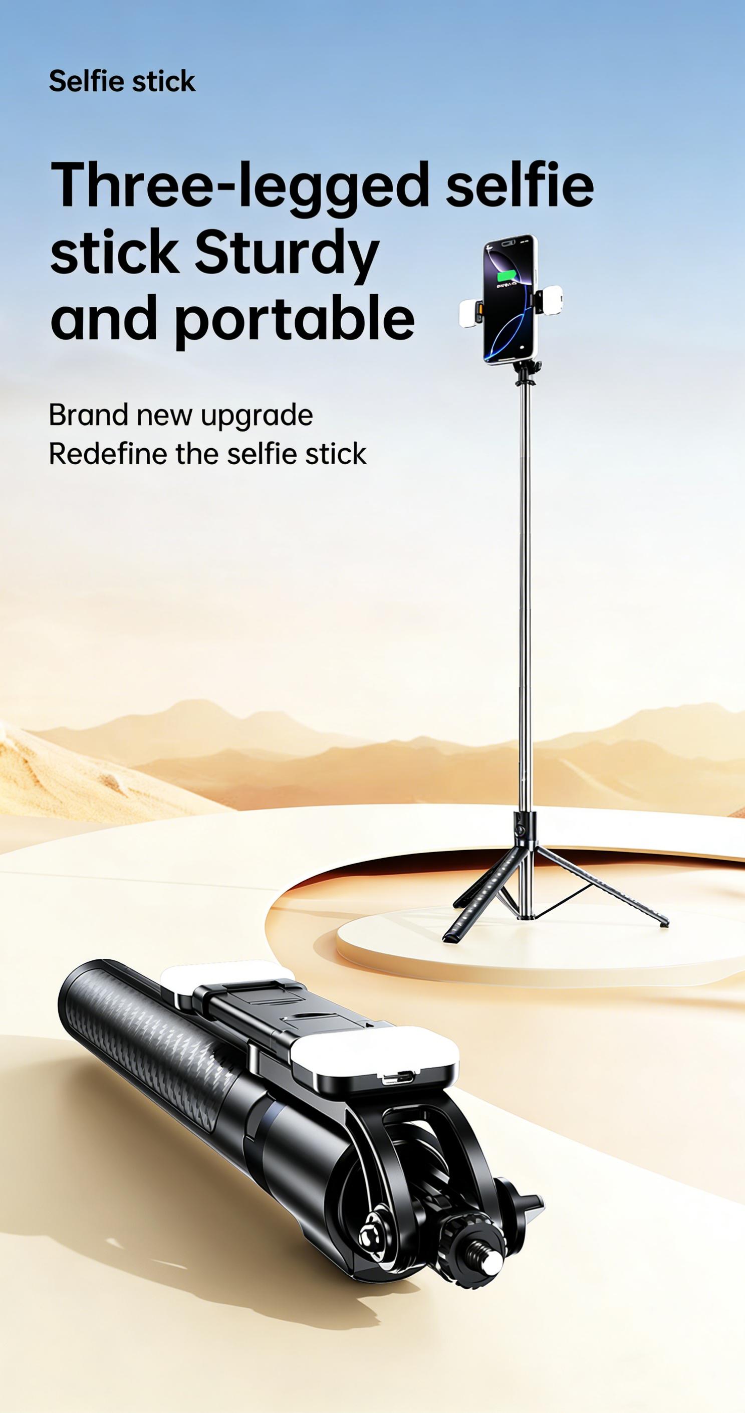 70.86" telescopic Selfie Stick Tripod, 3-Axis Anti-Shake with Bluetooth Remote, Compatible with iPhone/Android/Camera for Vlog/Live Stream