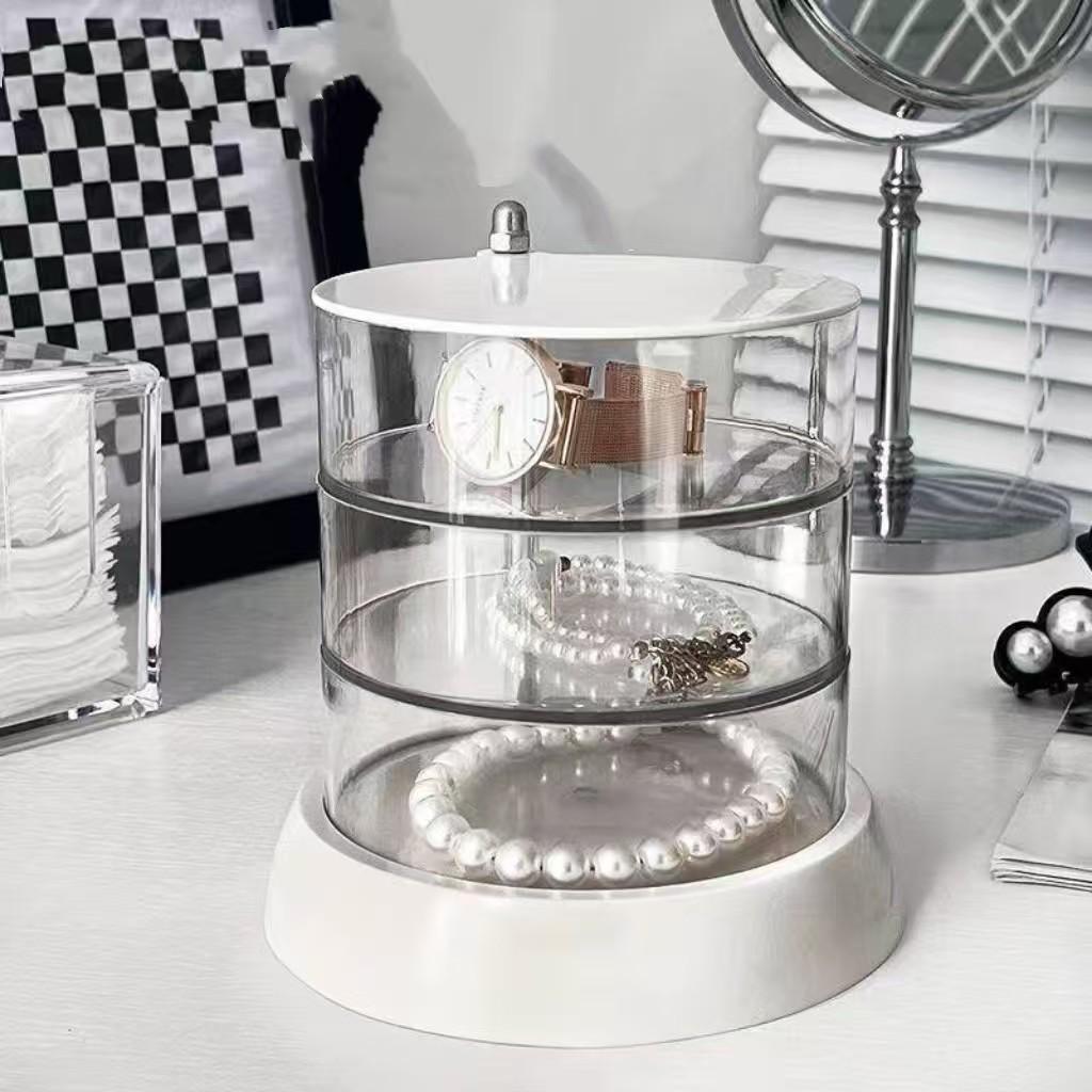 Rotating Large Capacity Cosmetic Organizer Box, Multi-Functional Desktop Storage Tray, Ideal for Vanity, Bathroom, Travel, Large Countertop Rack