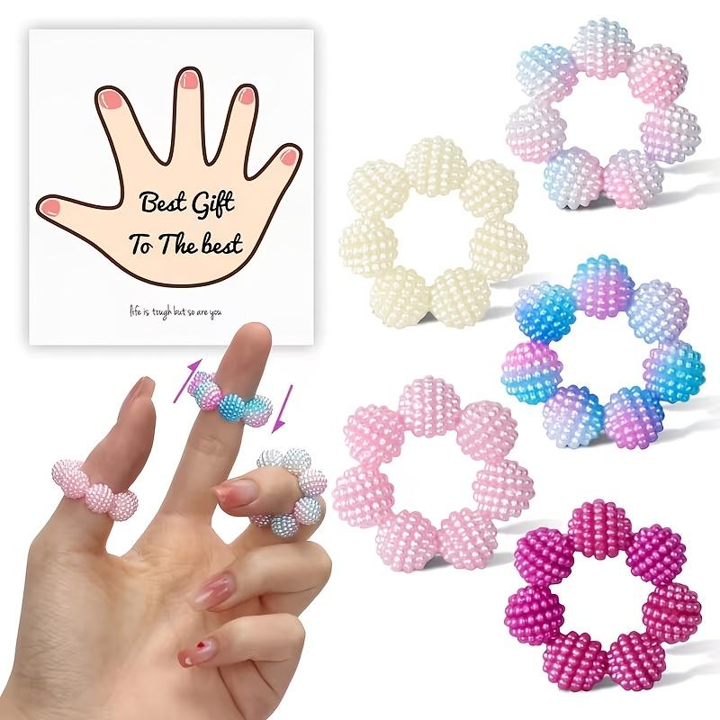 5Pcs sensory spike ring -. Adjustable ring, multi-color and gradual change. Suitable for adults, finger massager. Different touch spike beads decompress rings, available in home, outdoor, school, office, travel and other scenes - various holiday