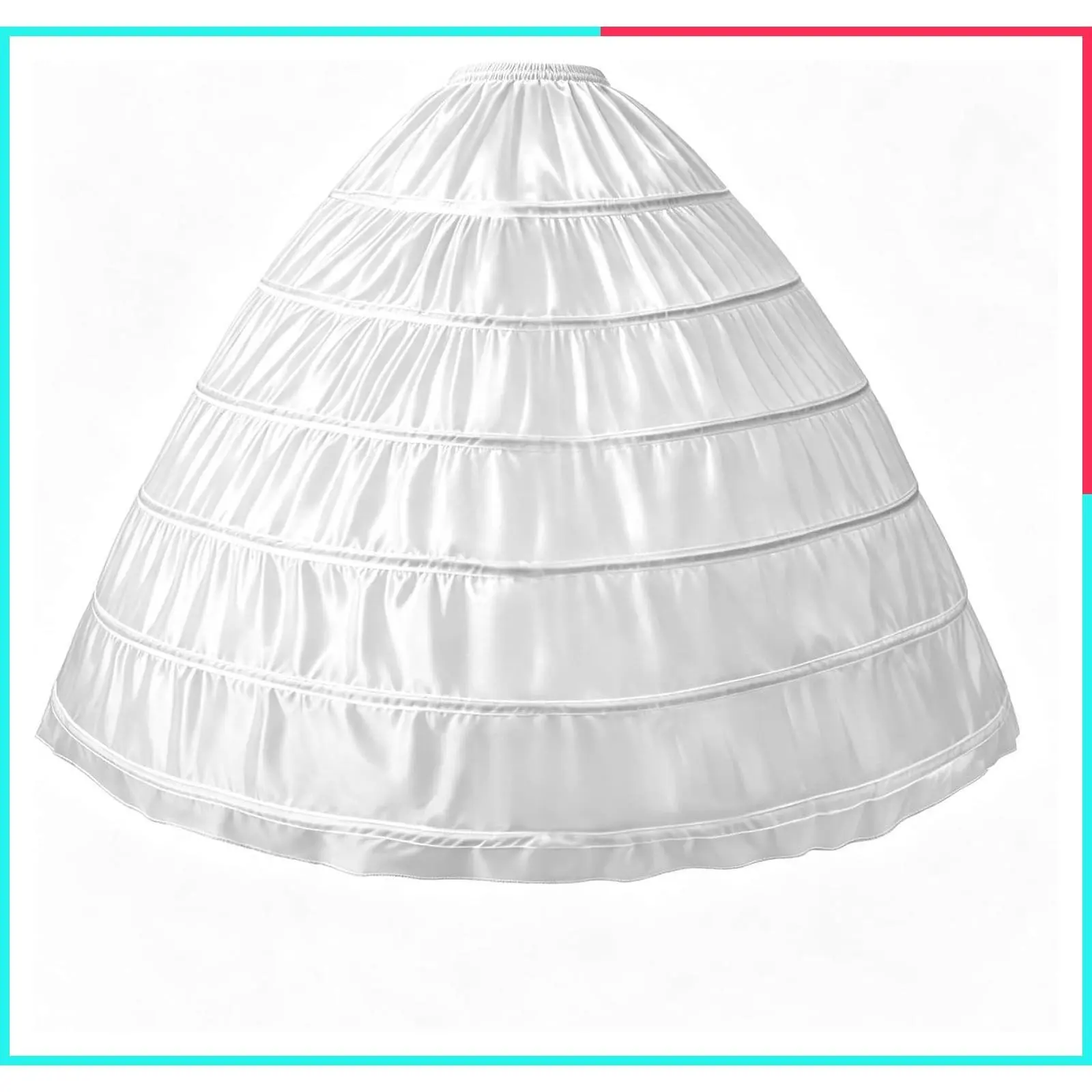 Women's 6 Hoop A-Line Petticoat Crinoline Slip with Adjustable Waist, Floor Length Puffy Underskirt for Wedding Bridal Dress Ball Gown