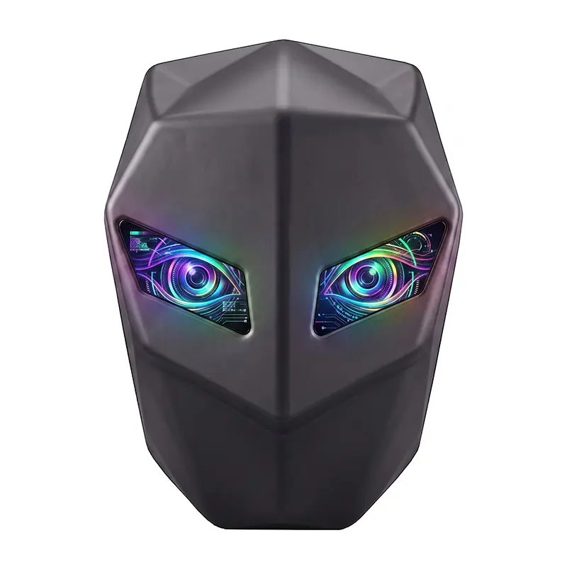 Trendy LED Knight PVC Backpack - Phantom Titan Gunmetal Gray, 13.5 * 7.5 * 18.8 In, Customizable Programmable LED Screen, Hard Shell Expandable 15.6" Laptop Pack, USB Port, DIY Pixel Art, Waterproof, Biker Bag, Male Cyberpunk Tech Gift, Trendy Backpack