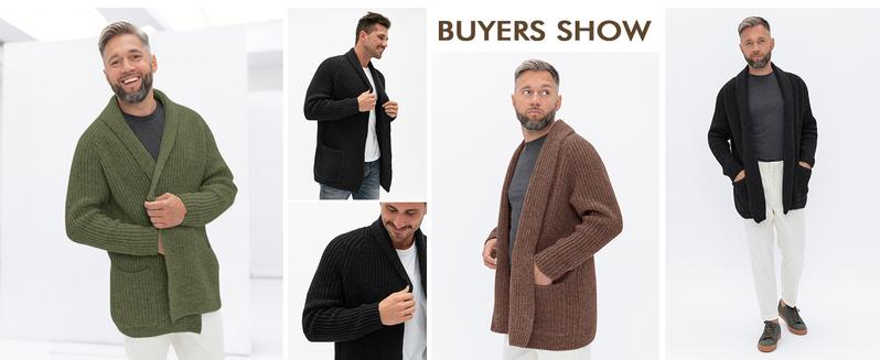 Runcati Mens Shawl Collar Long Cardigan Casual Knit Open Front Sweater Fall Winter Thermal Cardigan Sweater