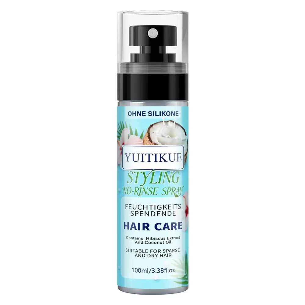Yuitikue Silicone-Free Hair Styling Spray 100ML, with Hibiscus & Coconut Oil, Protects From Heat Damage, Smooths Dry Frizz, Adds Shine