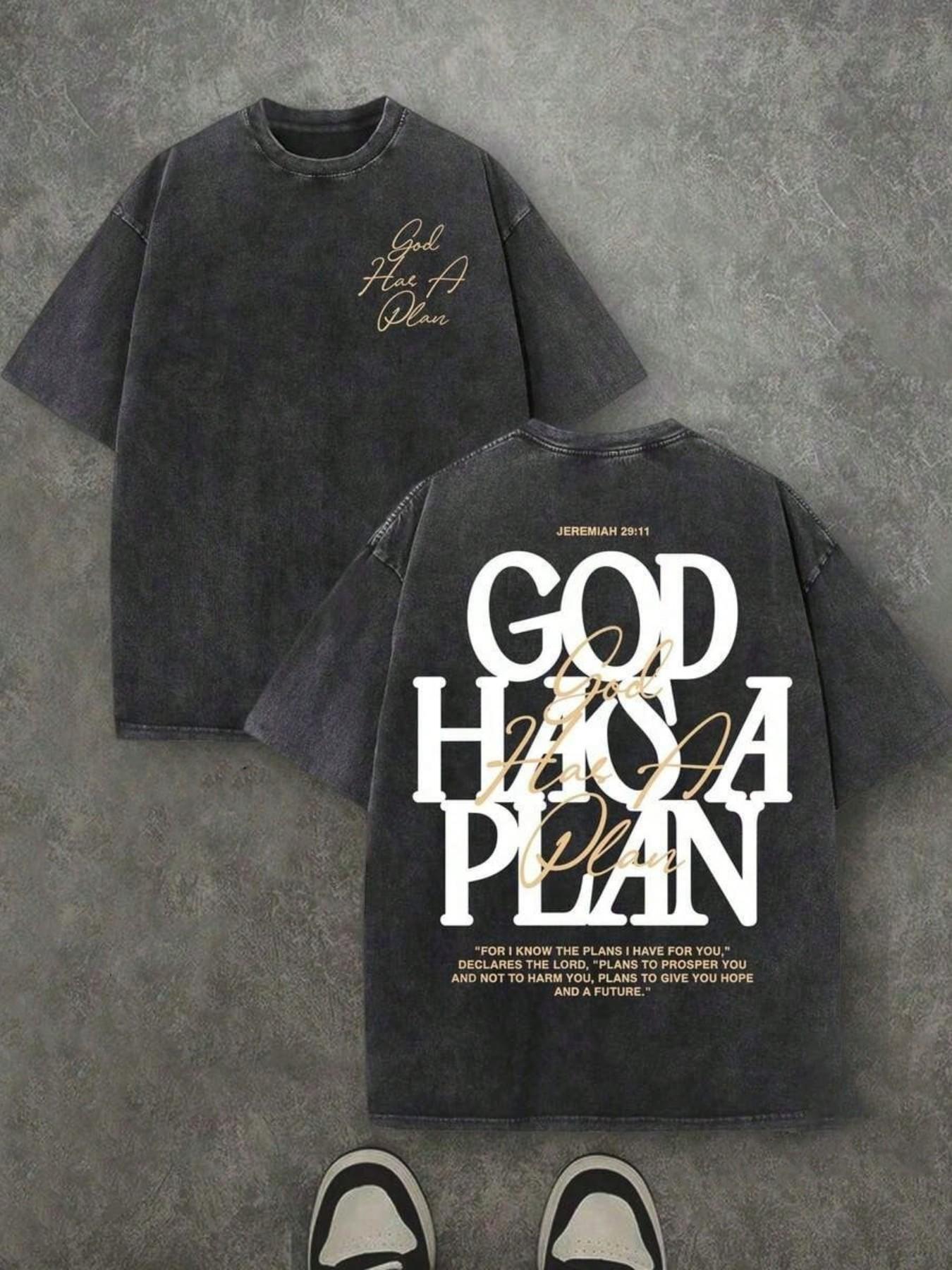 Vintage Washed Loose Fit T-Shirt, Dual-Sided Faith Print Short Sleeve, Y2K Retro Street Style, Casual Inspirational Top, Unisex Religious Aesthetic Tee