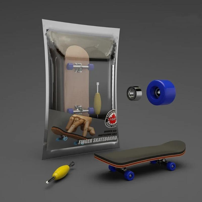 Finger Skateboard Wooden Fingerboard Toy, Professional Stents Fingers Skate Set, Novelty Children Christmas Gift, 1set