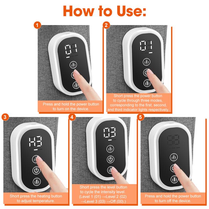 Leg Massager for Circulation, Airbags Hot Compress Calf Massager, 3 Modes 3 Gear Compression Massager, Leg Massage Tool for Muscle Relax, USB Rechargeable Massagers, Ideal Chrismas Gift