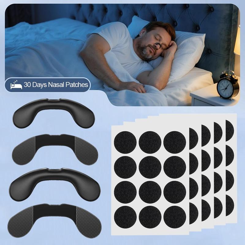 Upgraded Version Nasal Patches Set with 30 Days, High Adhesion Nasal Strips, Snoring Strips, Unisex Sleeping and Sport Nasal Dilator Kit