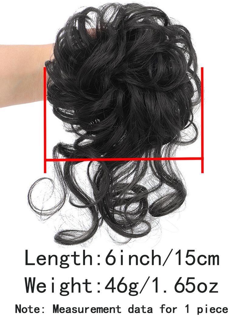 2 Piece Bun Set Messy Updo Bun Hair Loop Fake Hair with Braid Elastic Hair Accessory Tail Ladies Soft Synthetic Hair Synthetic Curly Ponytail Curly Wave Hair Coil Thick Updo Hair Loop Everyday Synthetic Bun Natural Hair Color