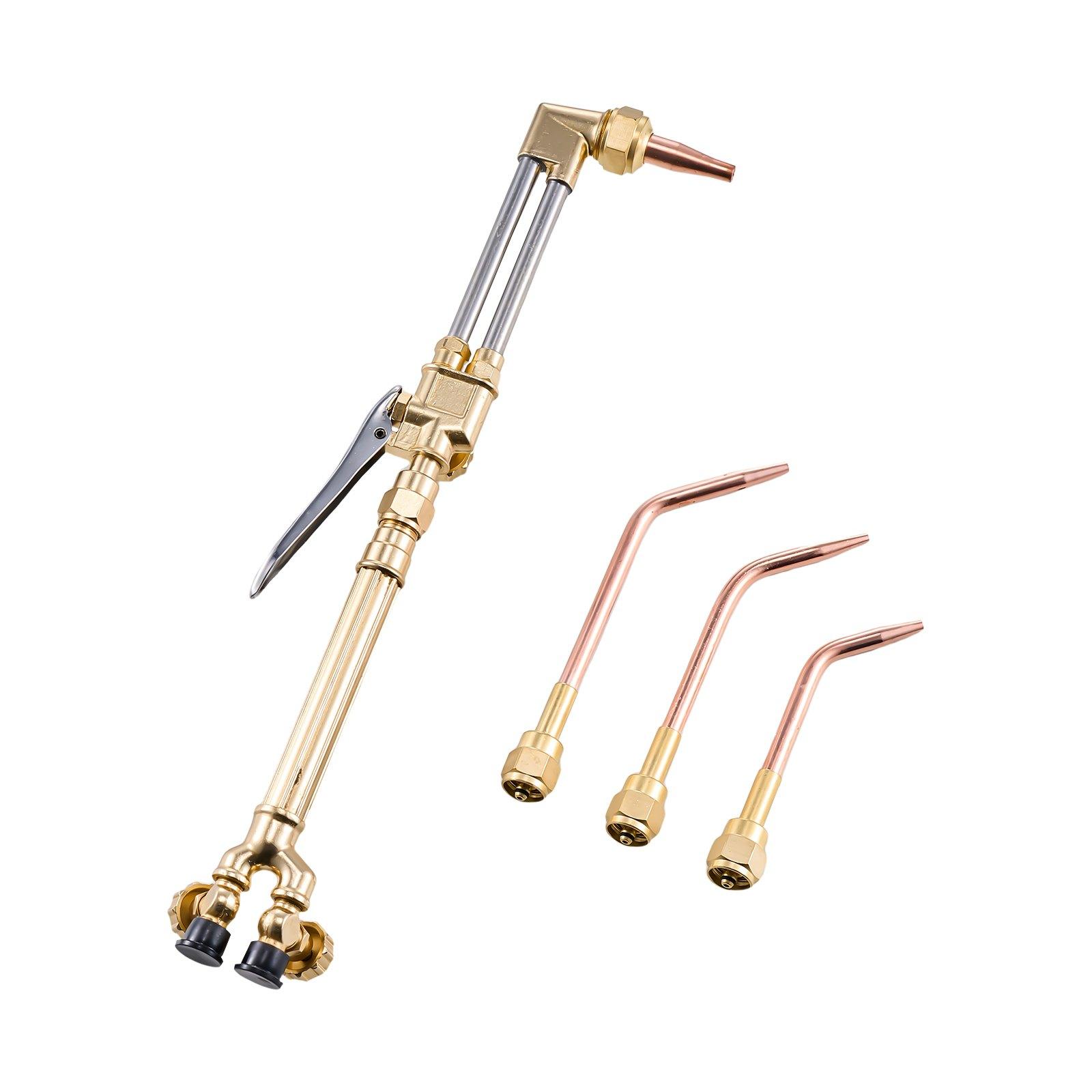 VEVOR Oxygen Acetylene Torch Kit, Gas Welding Cutting Torch Kit, 14PCS Portable Oxy Acetylene Brazing Set with 177'' Long Twin-Hose, Cutting Nozzle, 3 Welding Tips Carry Case (without Gas Cylinder)