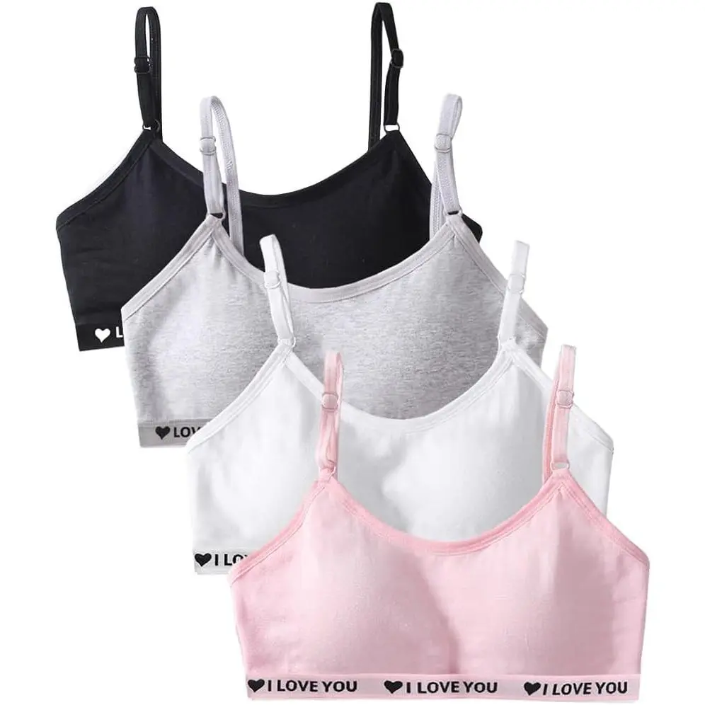 Teen Girls Cotton Wireless Camisole Training Bra with Fixed Pads, Breathable Stretch Bralette for Ages 10-18Gift