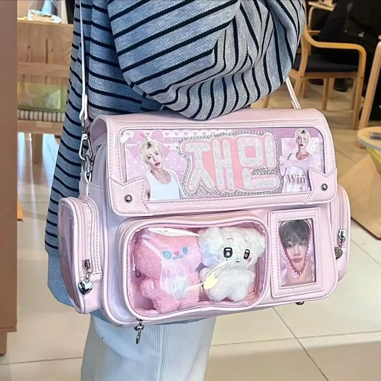 New Y2K Cute Ita Bag Harajuku Large Capacity Japanese Solid Color Backpack Women Square Leather Anime Handle Crossbody