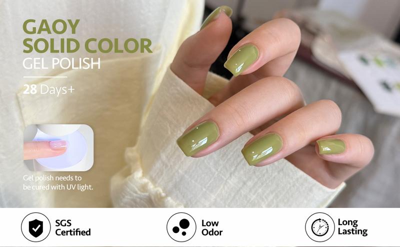 GAOY Jade Spectrum Green Gel Nail Polish Set, Mint, Moss and Emerald Shades, Gemstone Nail Art Manicure