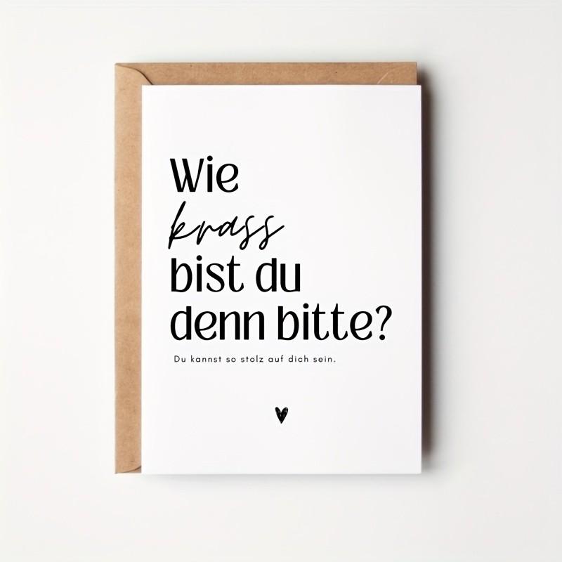 5 German Congratulations Cards, Minimalist Design, Inspirational Achievement Cards, Modern Font, Encouragement Gifts for Friends and Family