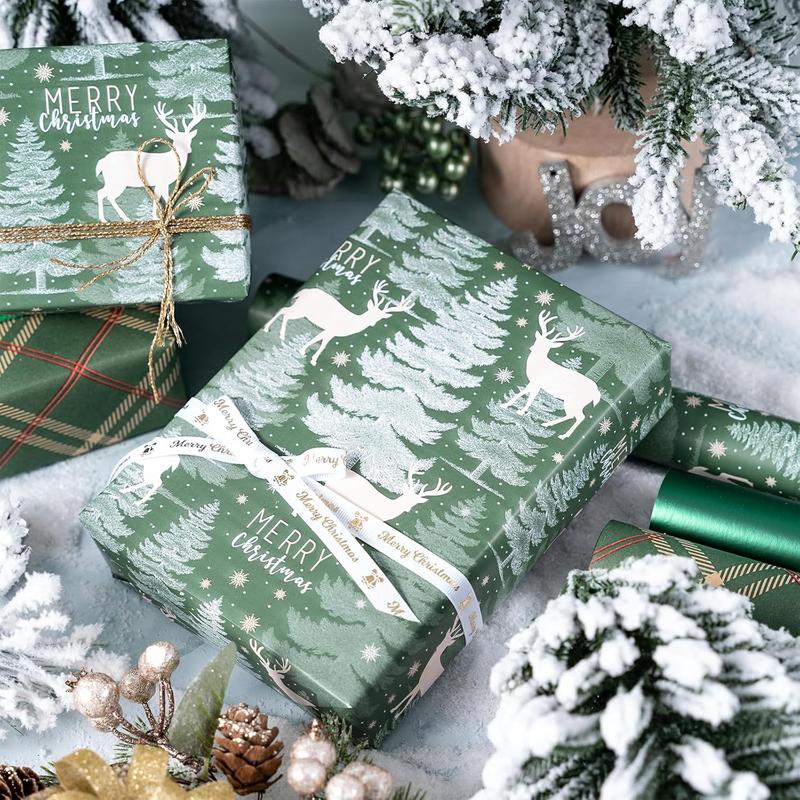 RUSPEPA 3 Rolls Christmas Wrapping Paper Set | Plaid, Solid Colors & Reindeer Christmas Tree Patterns - Ideal for Parties, Decor, Gift Wrapping, DIY Crafts, Xmas Gifts, Family Gatherings, Holiday Decor, Festive Wrapping - 17 x 120 inches RUSPEPA 3 Rolls Christmas Wrapping Paper Set | Plaid, Solid Colors & Reindeer Christmas Tree Patterns - Ideal for Parties, Decor, Gift Wrapping, DIY Crafts, Xmas Gifts, Family Gatherings, Holiday Decor, Festive Wrapping - 17 x 120 inches