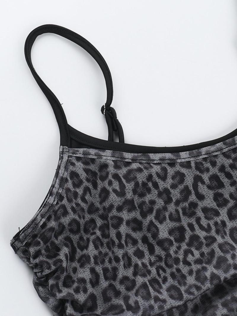 Women's Leopard Print Top, Casual Sleeveless Top for Summer, Women's Clothing for Daily Wear Top, Casual Comfy Cami