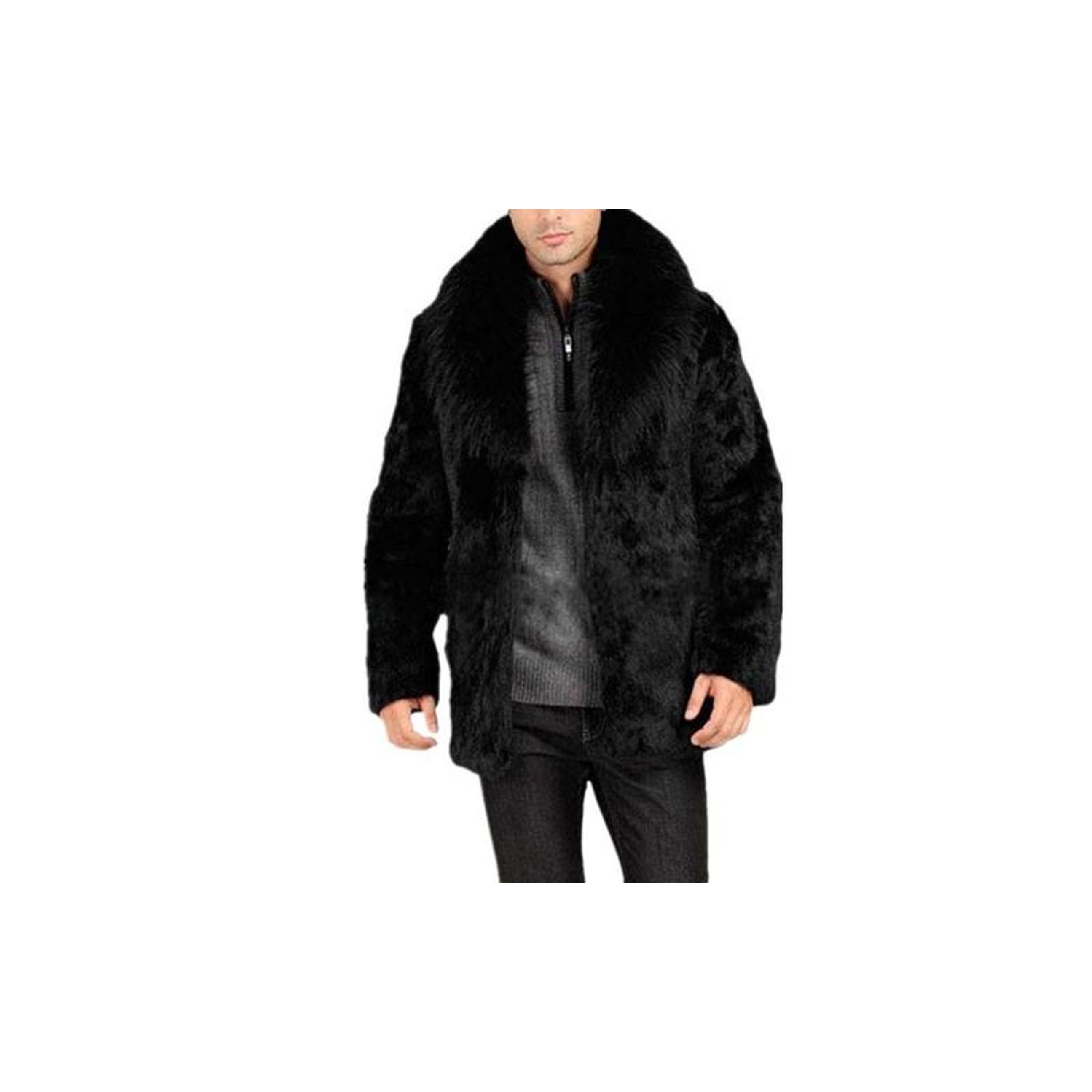 Men's Winter Fluffy Faux Fur Long Coat Parka Overcoat Outwear