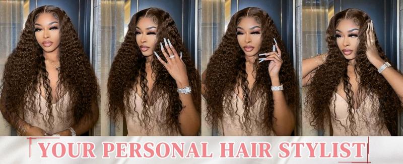 [NEW IN] Bling Hair 13x4 13x6 Chocolate Brown HD Lace Front Wig Deep Wave Frontal Wig Preplucked Colored Brown Curly Human Hair Wigs for Black Women