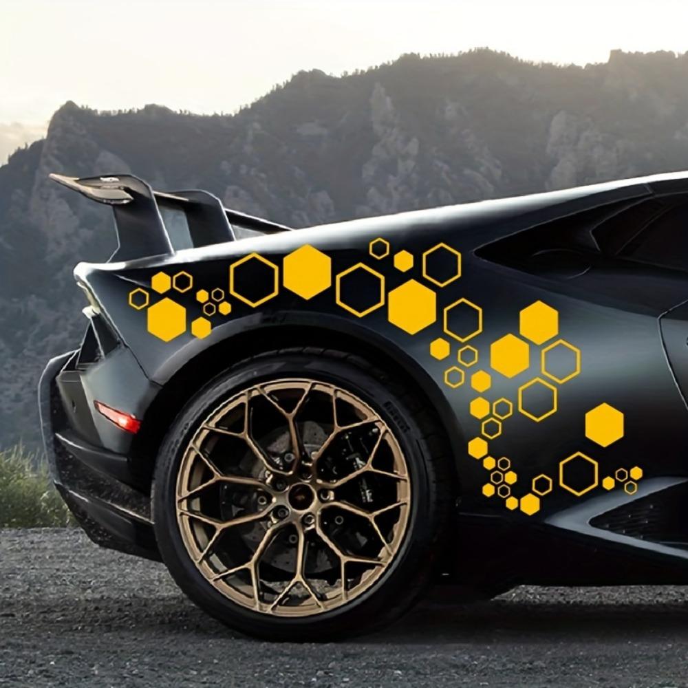 1PCS Universal Car Body Decal Sticker, Honeycomb Pattern Waistline Wrap, Easy DIY Auto Decoration, Durable Vinyl Material, Car Decals