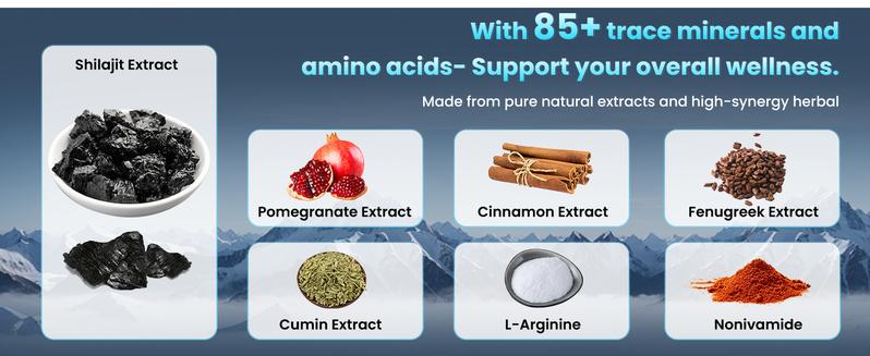 Premium FLYNEW Vitamin Optimal Potencyi Shilajit Ultra Adaptogen Energy Stamina lmmuneAntioxidants Made in USA 60 Capsules Healthcare Organic Fitness Supplement DietaryNatural hmb supplement Edible creatine monohydrate protein