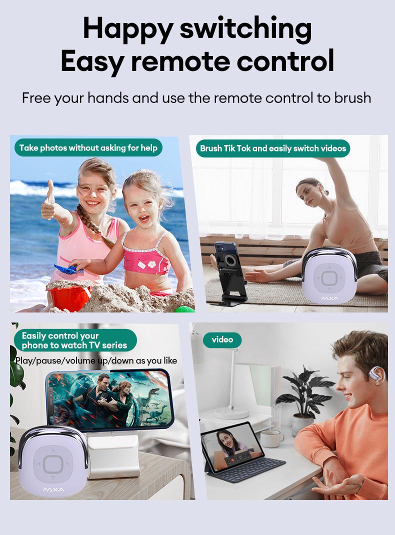 T7 TWS Bluetooth Remote Control Earbuds for Short Videos Viewing & Camera Remote HIFI Stereo Audio Headphones Compatible with Various System Electronic Headset