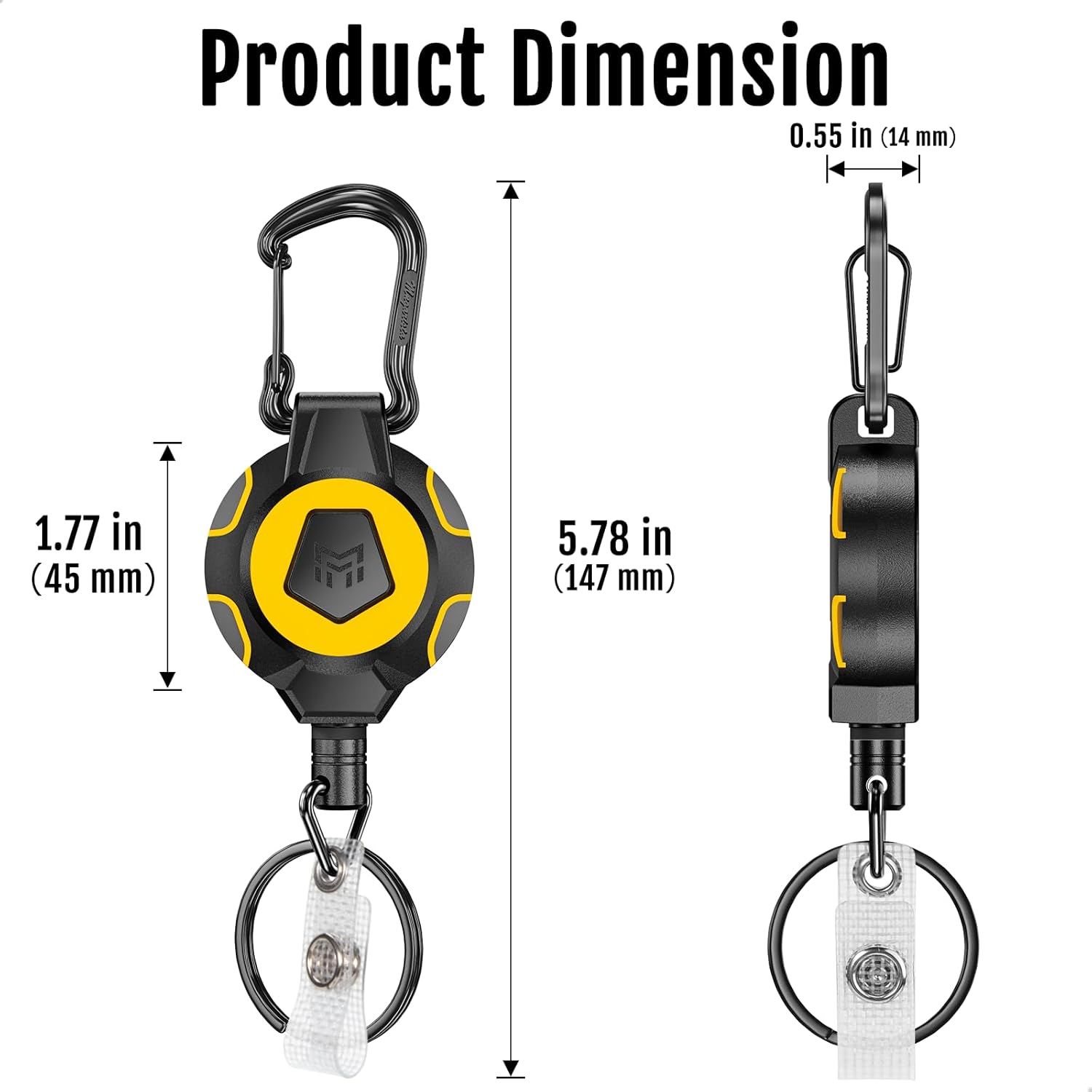 MNGARISTA 2-Pack Upgraded Retractable Keychain, 10 OZ Retraction, 31.5" Stainless Steel Cord, Heavy Duty Carabiner Badge Holder, ID Badge Reel with Badge Strap and Key Ring