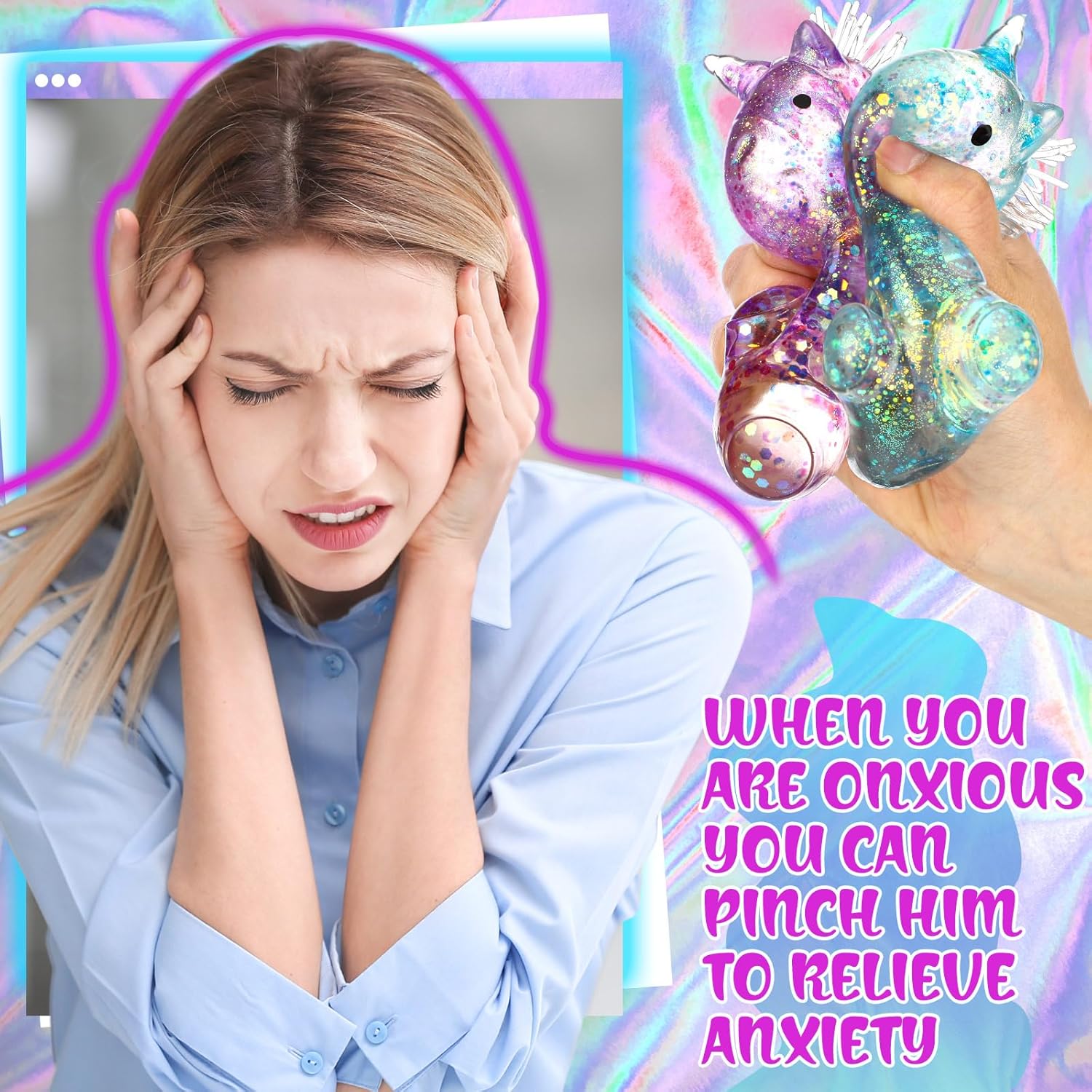 1/2/4/8/12 PCS Unicorn Maltose Fidget Toy, Sensory Stress Relief Soft Ball for Adults & Kids, Party Favor Prank Squeeze Toy, Anti-Anxiety Hand Pressure Reliever, Squishies