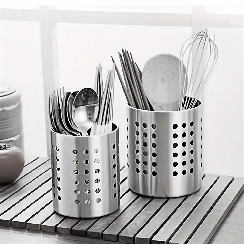 Stainless Steel Utensil Organizer Caddy - Multipurpose Kitchen Storage for Chopsticks, Spoons, Forks, Knives - Food-Safe, Rust-Resistant, Easy-to-Clean, Space-Saving Cutlery Holder for Home, Commercial, and Restaurant Use