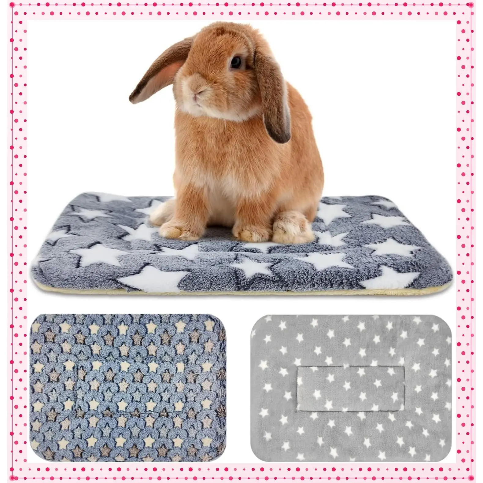 3PCS Soft Rabbit Bed & Bunny Bedding, Fleece Guinea Pig Blanket, Warm Plush Sleeping Mat, Cage Liner for Hamster Ferret Squirrel Hedgehog RatGift