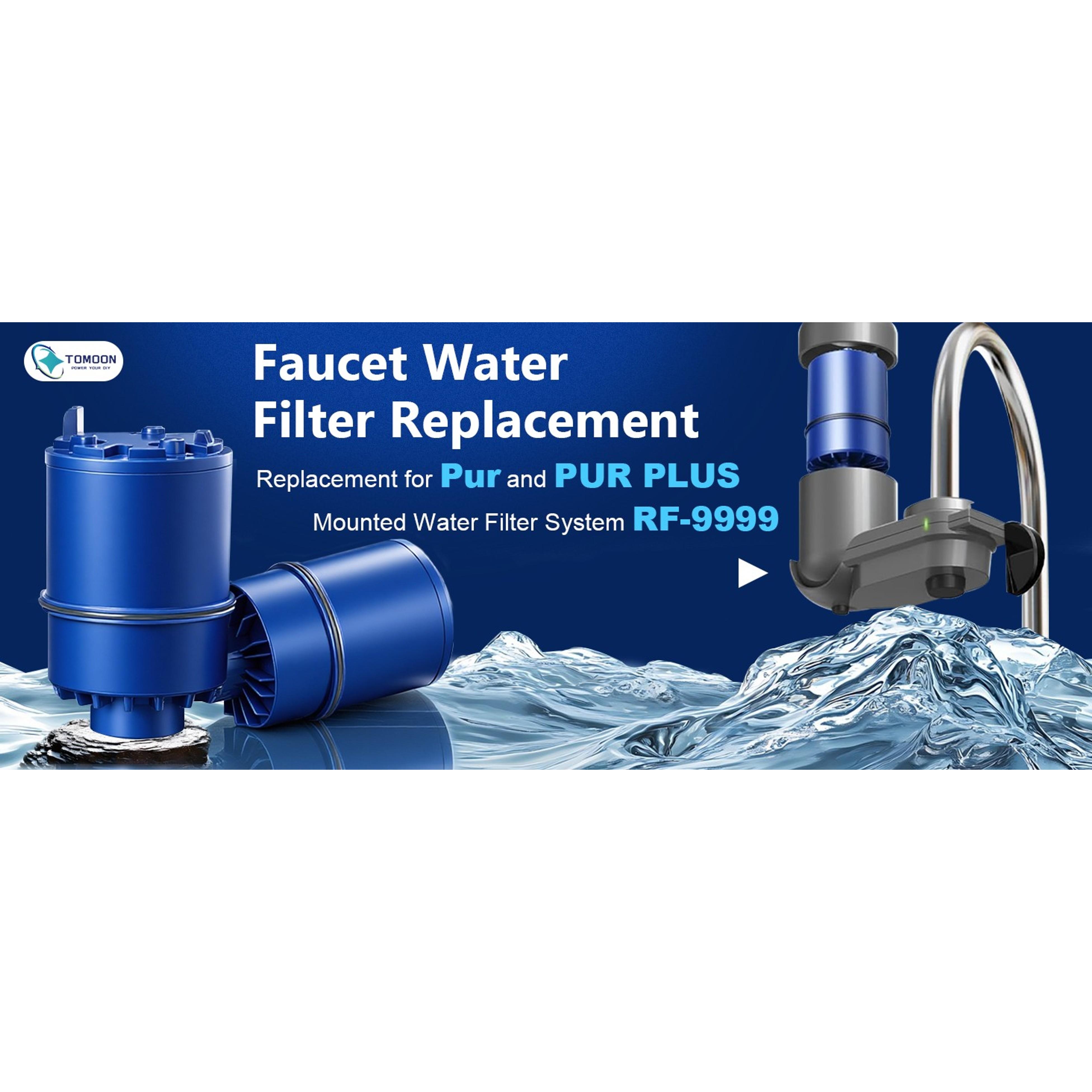 Blue Faucet Water Filter Replacement for Pur and PUR PLUS Mounted Water Filter System RF-9999 RF-3375 FM-2500V FM-3700 FM-3400B etc Ensure Clean Tap Water 6 Pack