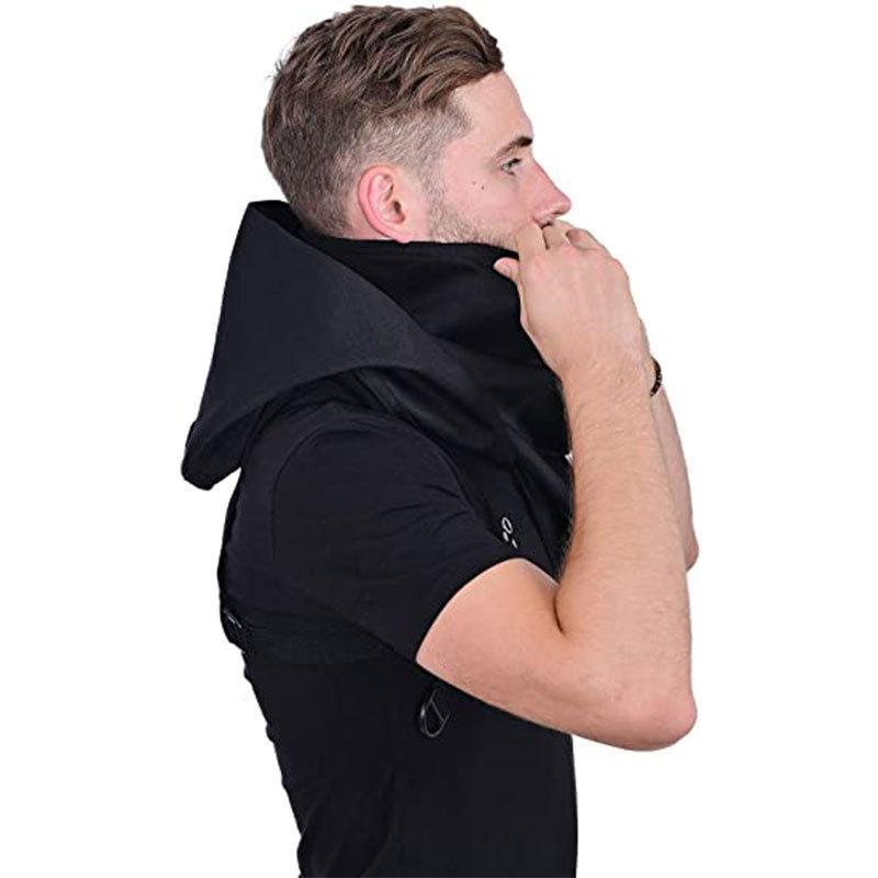 Menswear Cowl Hood Polyester Hooded Cloak Cape - Adult One Size Clothes for Cyberpunk Cosplay, Medieval Warrior Outfit & Daily Wear