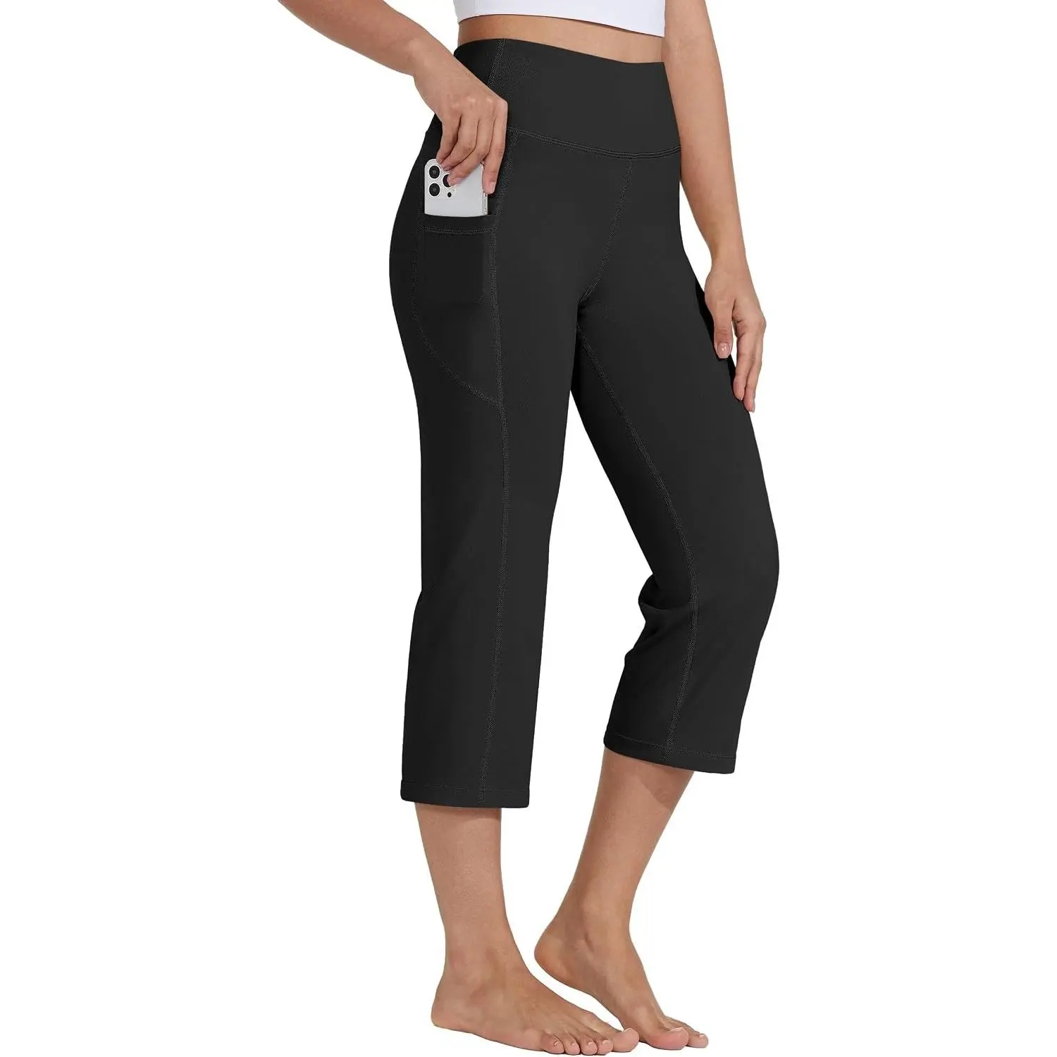 Women's High Waist Yoga Capris Straight Leg Athletic Workout Cropped Leggings 21"Gift