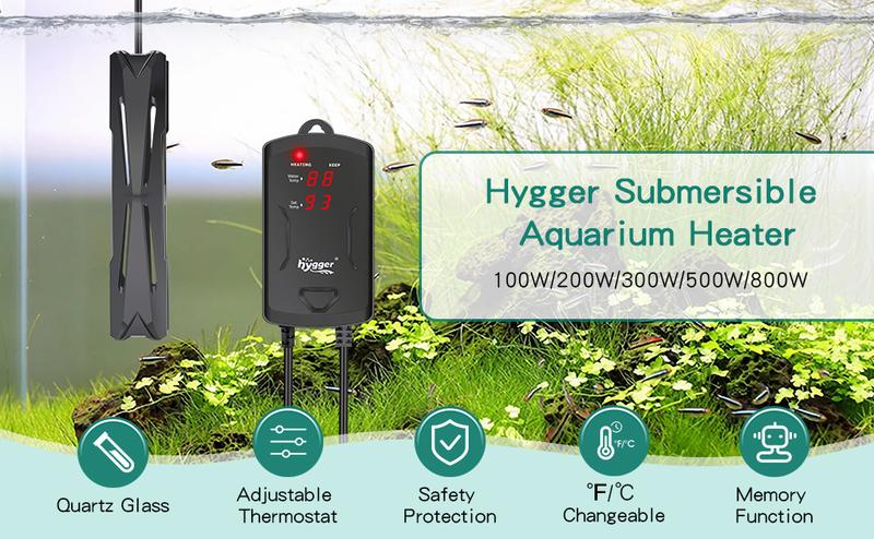 hygger Fully Submersible Aquarium Heater with External Temperature Display Controller Upgraded Double Quartz Tubes Fish Tank Heater, Suitable for Marine and Freshwater