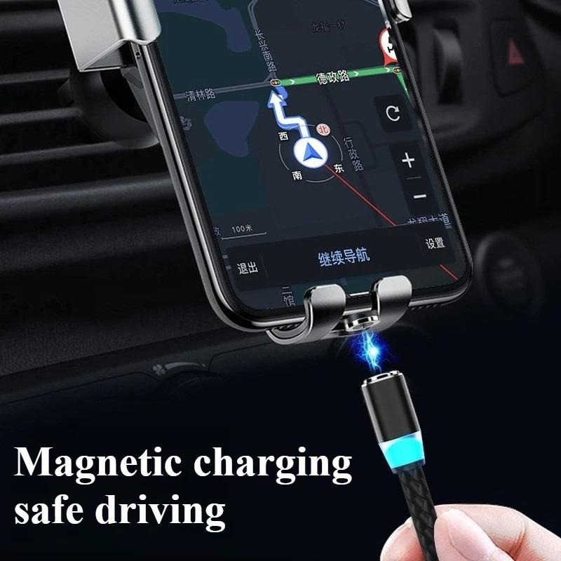 High-Quality 3-In-1 Magnetic Nylon Braided LED 1m Data Cable, Fast Charging Wire for iPhone, iPad, Samsung, Huawei, Xiaomi, Android, USB-C, Type-C