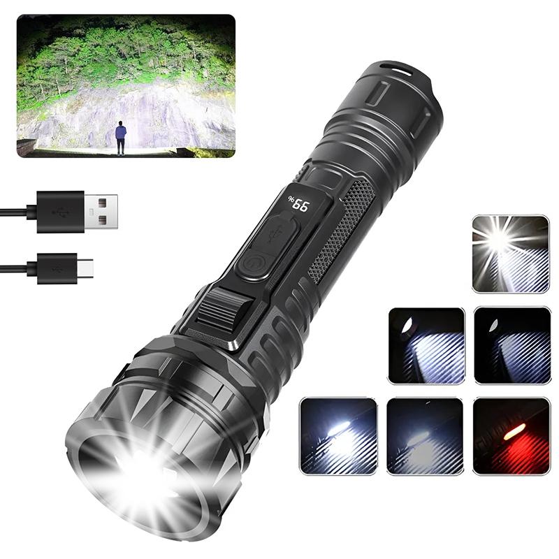 1PC Rechargeable Flashlights High Lumens, Super Bright LED Tactical Flashlight with 6 Modes, Waterproof Zoomable Flash Light for Outdoor,Emergency, Gifts for Men,  Hunting Camping Essentials Gear