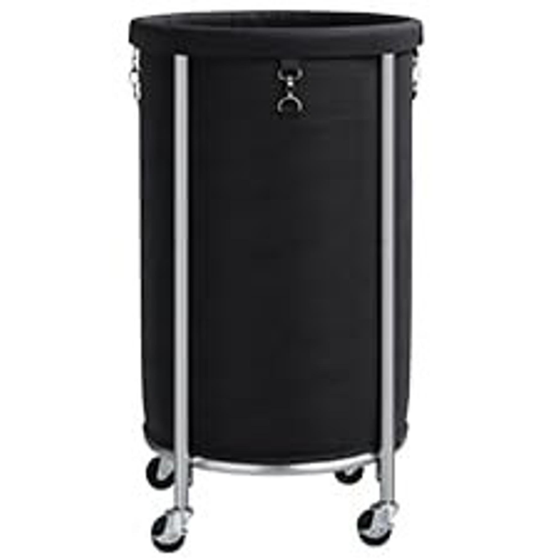 190L Laundry Basket with Wheels, Large Rolling Laundry Hamper with Removable Liner Bag, Round Rolling Laundry Cart, Dirty Clothes Hamper for Hotel, Home, Closet, Dorm, Black