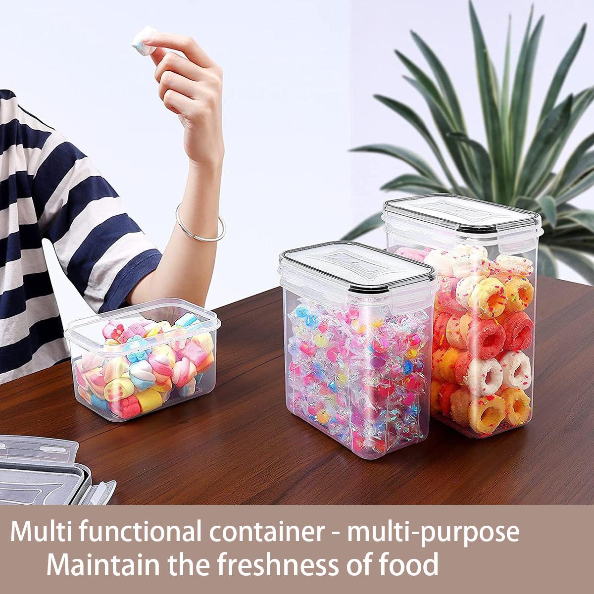 7/15/24-piece set Stackable Airtight Pantry Storage Containers, Leakproof Plastic Food Containers for Flour, Sugar & Cereal