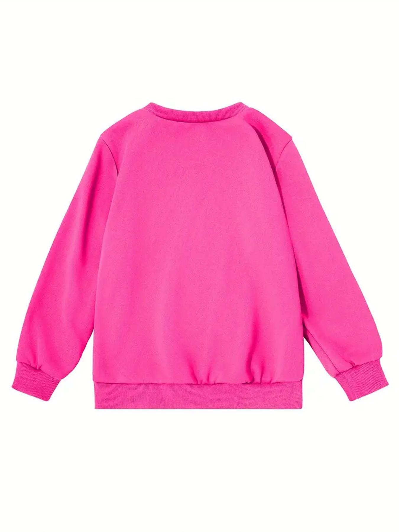 Kpop Anime Cartoon Print Elastic Fabric Girls' Casual Fitted Cute Sweatshirt, Youth Sports Wear for Outdoor & Indoor Activities