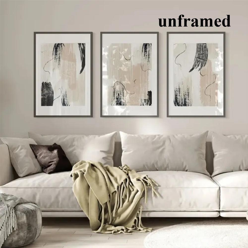 3-Piece Optional Wooden Frame Bohemian Modern Minimalist Aesthetic HD Color Canvas Poster High Precision Ink Print Thick Coating Moisture-proof Anti-wrinkle Smooth Surface Living Room Bedroom Home Decor