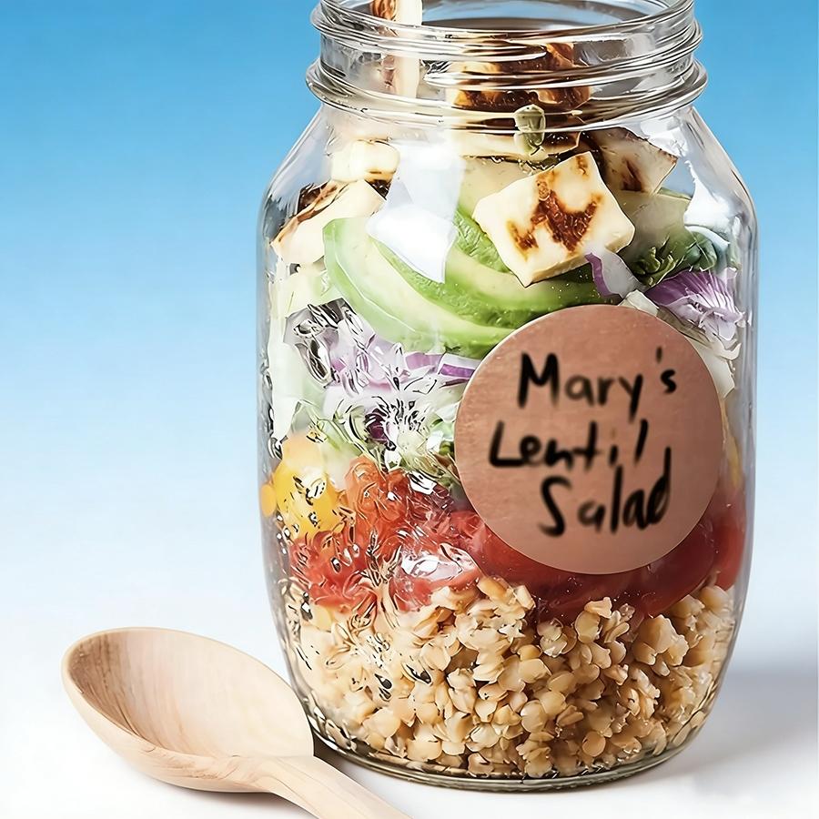 Dissolvable Kraft Mason Jar Labels (1 Roll, 500pcs), Ideal for Food Containers, Homemade Canning and Jam Storage, Christmas, Thanksgiving & Holiday Gift Option