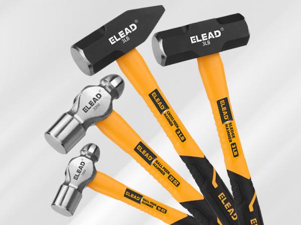 ELEAD 6-Piece Mallet Hammer Set, Fiberglass Handle Forge Steel Head, 32oz Rubber Mallet & Ball Peen Hammers, 16oz Ball Peen Hammer, 3LB Sledge & Cross Peen Hammers, 600g Wood Split Axe