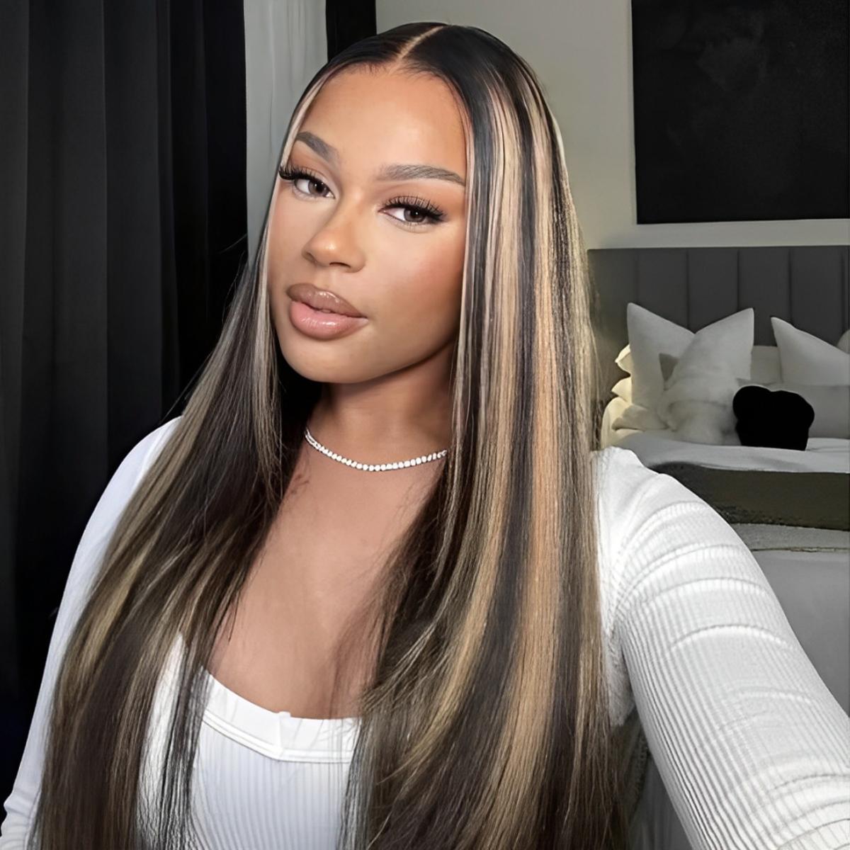 Mscoco Glueless Balayage Honey Blonde Highlight Human Hair Wig 1B 22 Body Wave & Straight Lace Wig 6x5 Wear And Go HD Lace Wig