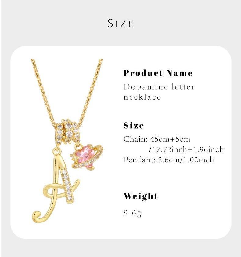 Women's 18 Karat Gold Plated Initial Heart Charm Necklace - Pink Cubic Zirconia Letter Pendant, Bling Necklace, Gold Plated Chain, Fashion Costume Jewelry for Anniversary, Black Friday Gift
