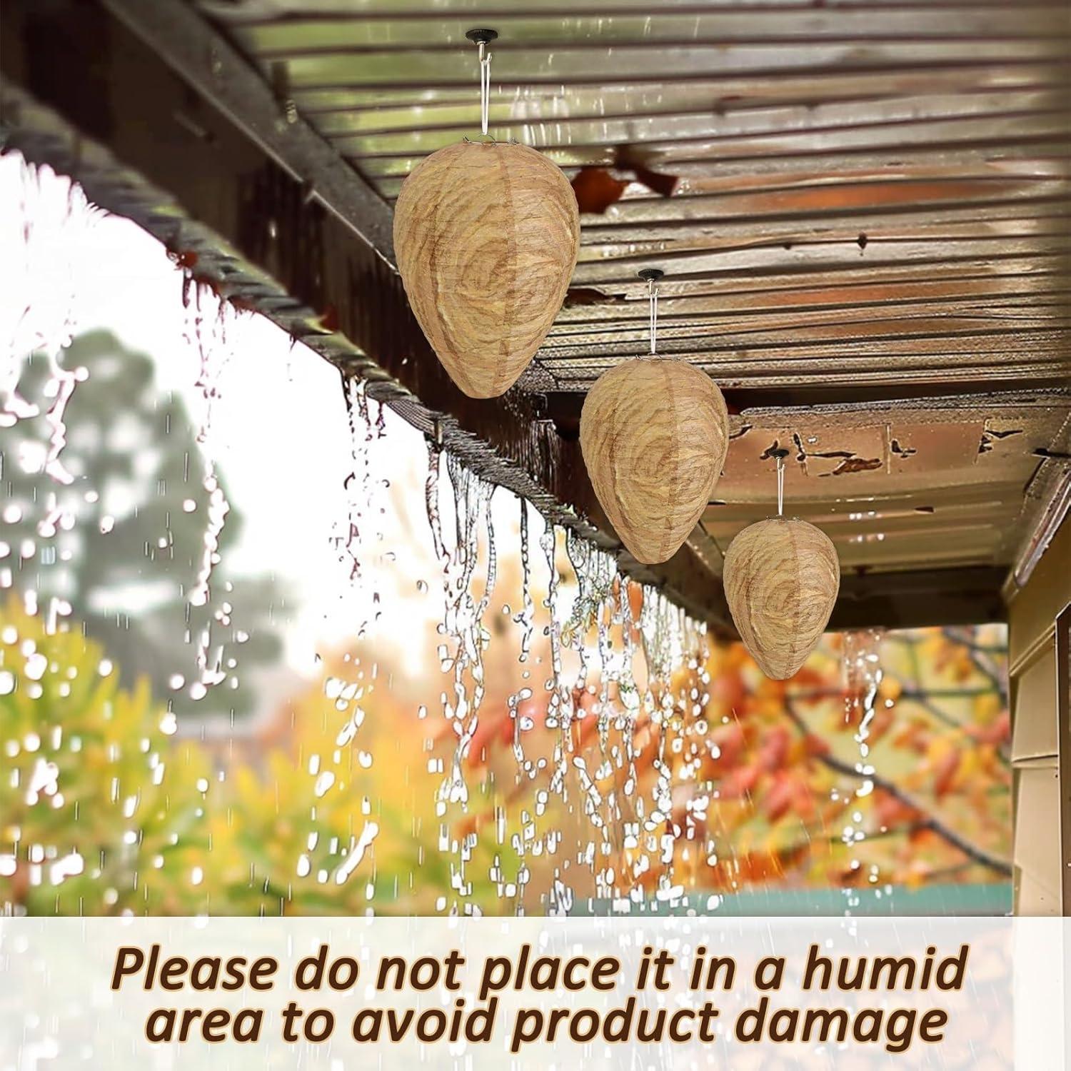 12 Pack Paper Wasp Nest Decoy, Hanging Wasp Nest, Stay Away From Wasps Hornets Jackets, Dark, Pest Control Solution