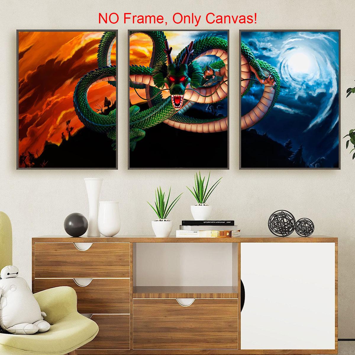 Dragon Pattern Modern Art Design Canvas Poster, 3 Counts/set Unframed Canvas Painting, Wall Decor for Home Living Room Bedroom Office