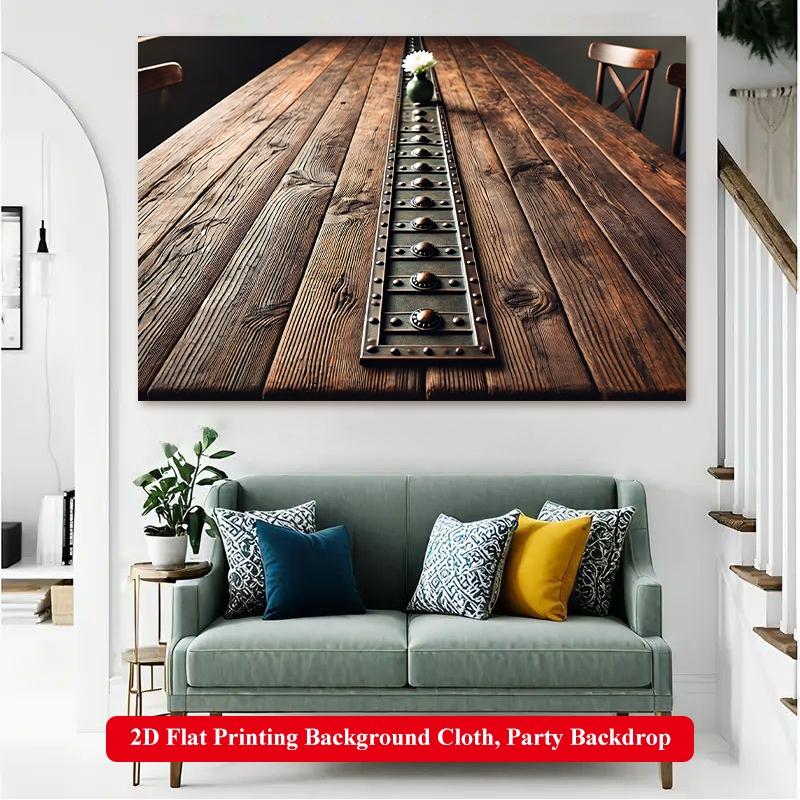 2D Flat Printing Backdrop Banner 1pc, Wooden Table With Artistic Vase Vibrant Polyester Background Cloth for Family Party, Wedding, Birthday, Christmas, Thanksgiving, Fall, Entryway, Room Decorations, Easy to Set Up, Reusable
