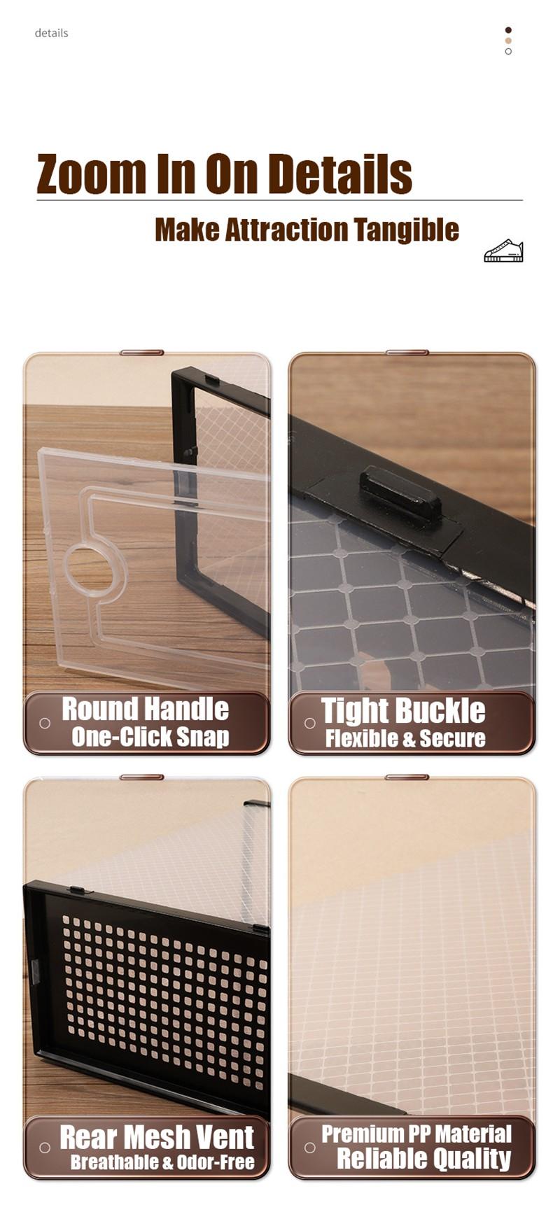Space-Saving Shoe Storage Box Portable No Assembly Required 2mm Thick Panel Load Bearing 23kg Dustproof Foldable Shoe Container For Bedroom Closet 12/24Pcs
